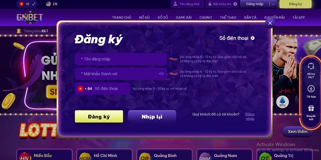 Điều kiện đăng ký chơi game tại GNBET