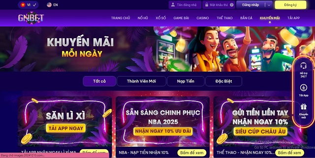 GNBET cung cấp đa dạng chương trình ưu đãi hấp dẫn